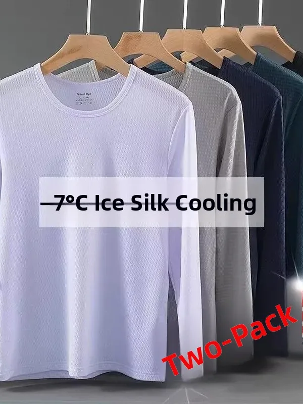 Ice Silk Long Sleeve T-Shirt Men's Summer Thin Quick Dry Air Conditioning Mesh Breathable Sun Protection Outdoor Base Shirt