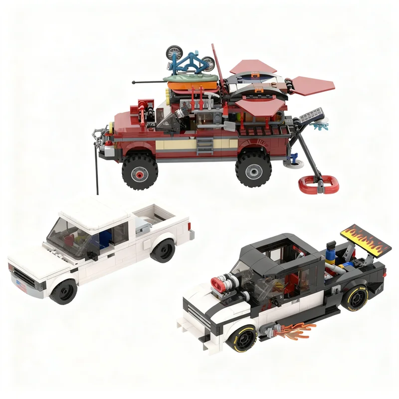 1071 Uds MOC Forded Ranger 3 1 Combo Pack ciudad campeones modelo bloques de construcción arquitectura regalos de navidad juguete niños ladrillo