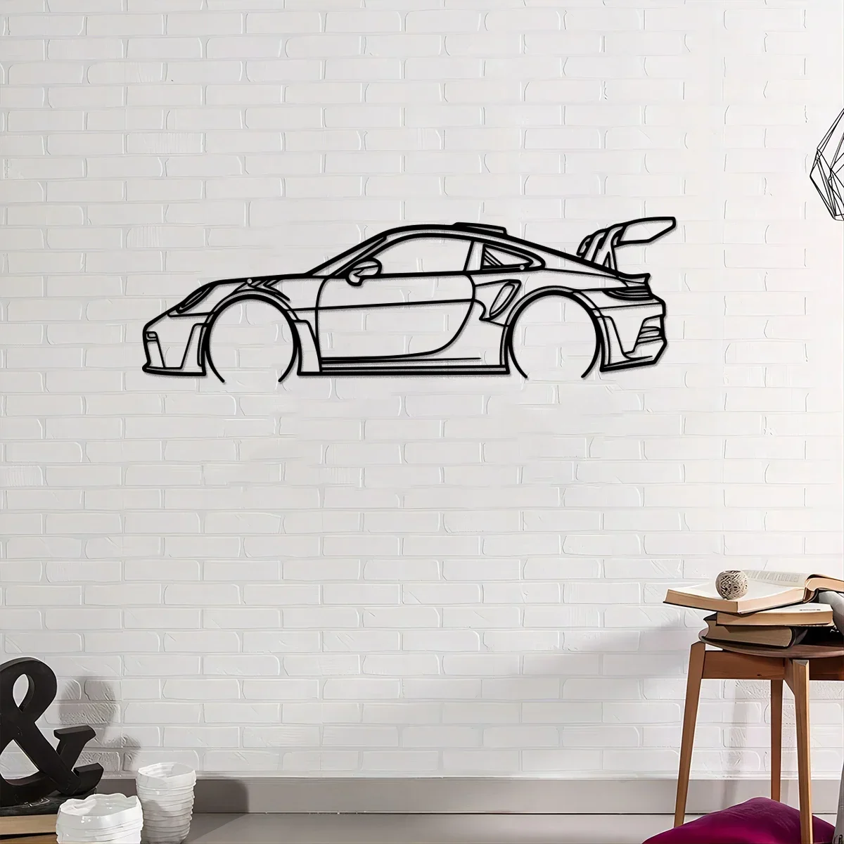 1PC Minimalist sports car Wall Decor - Square Sculpture  for Wall Hanging Indoor And Outdoor Garage,Theme Party Decor