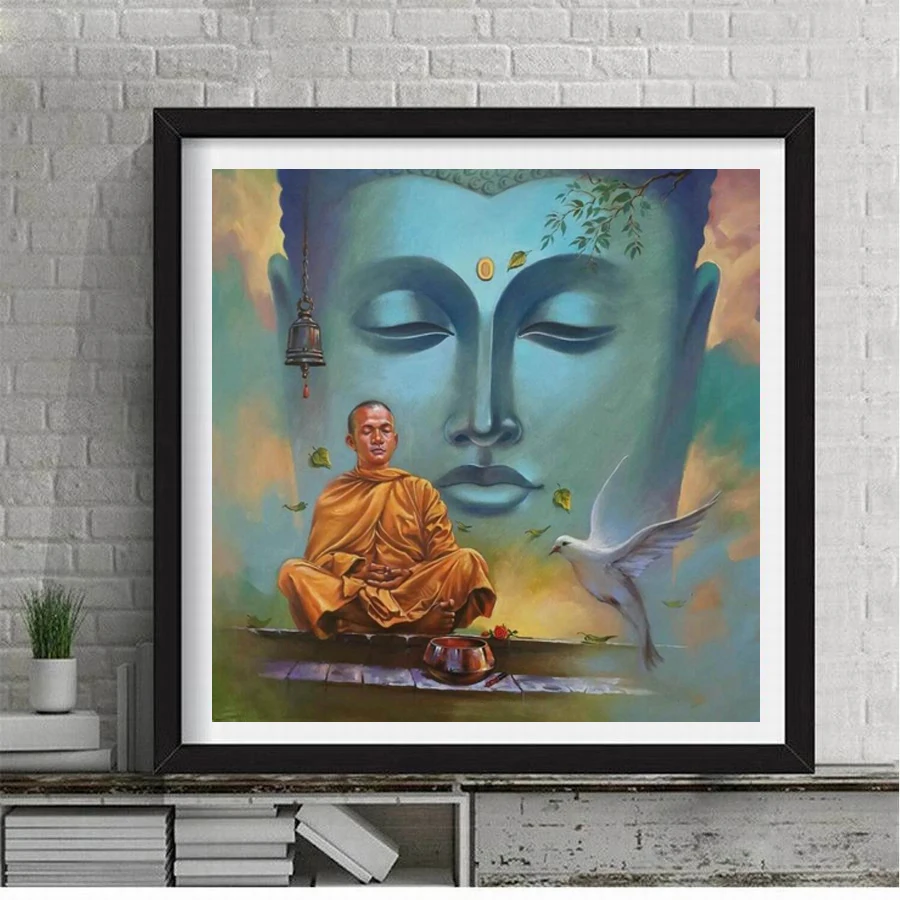 Diy 5d Diamond Painting Buddha White Dove Full Mosaic Embroidery Buddhist Icon Rhinestone Picture Jewelry Cross Stitch Kits