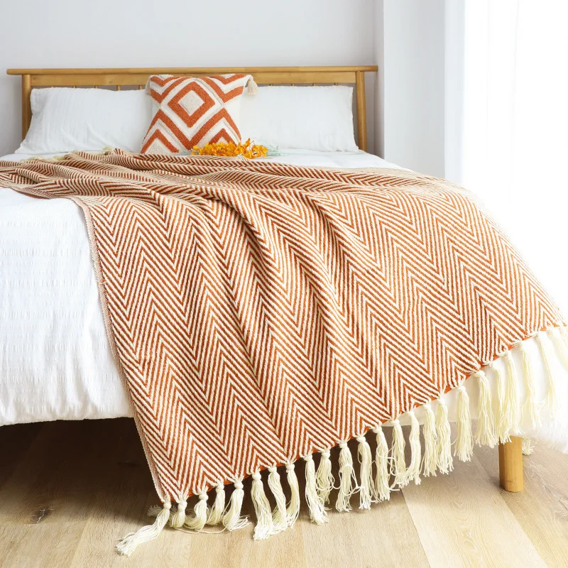 

Retro Geometric Throw Blanket Knitted Home Decoration Hotel Classic Bed Cover Nordic Luxury Sofa Blanket Bedspread On The Bed