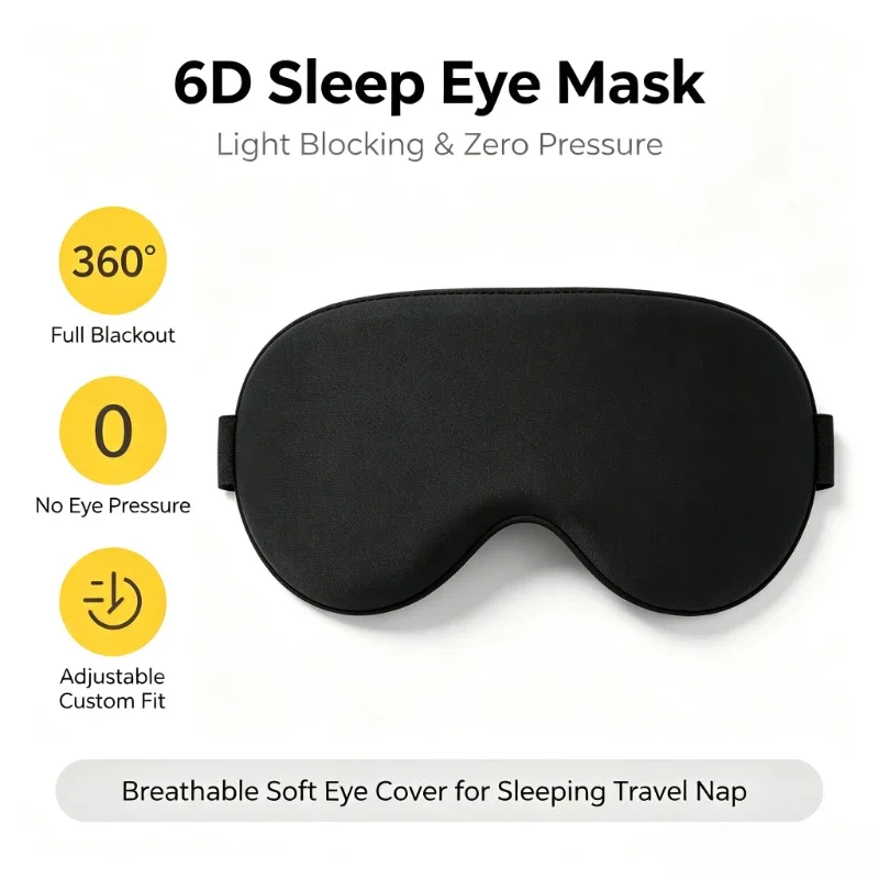 Men Women 6D Contour Sleep Blindfold Light Blocking Breathable No Stuffing Zero Eye Pressure Eye Fatigue Relief Sleep Mask