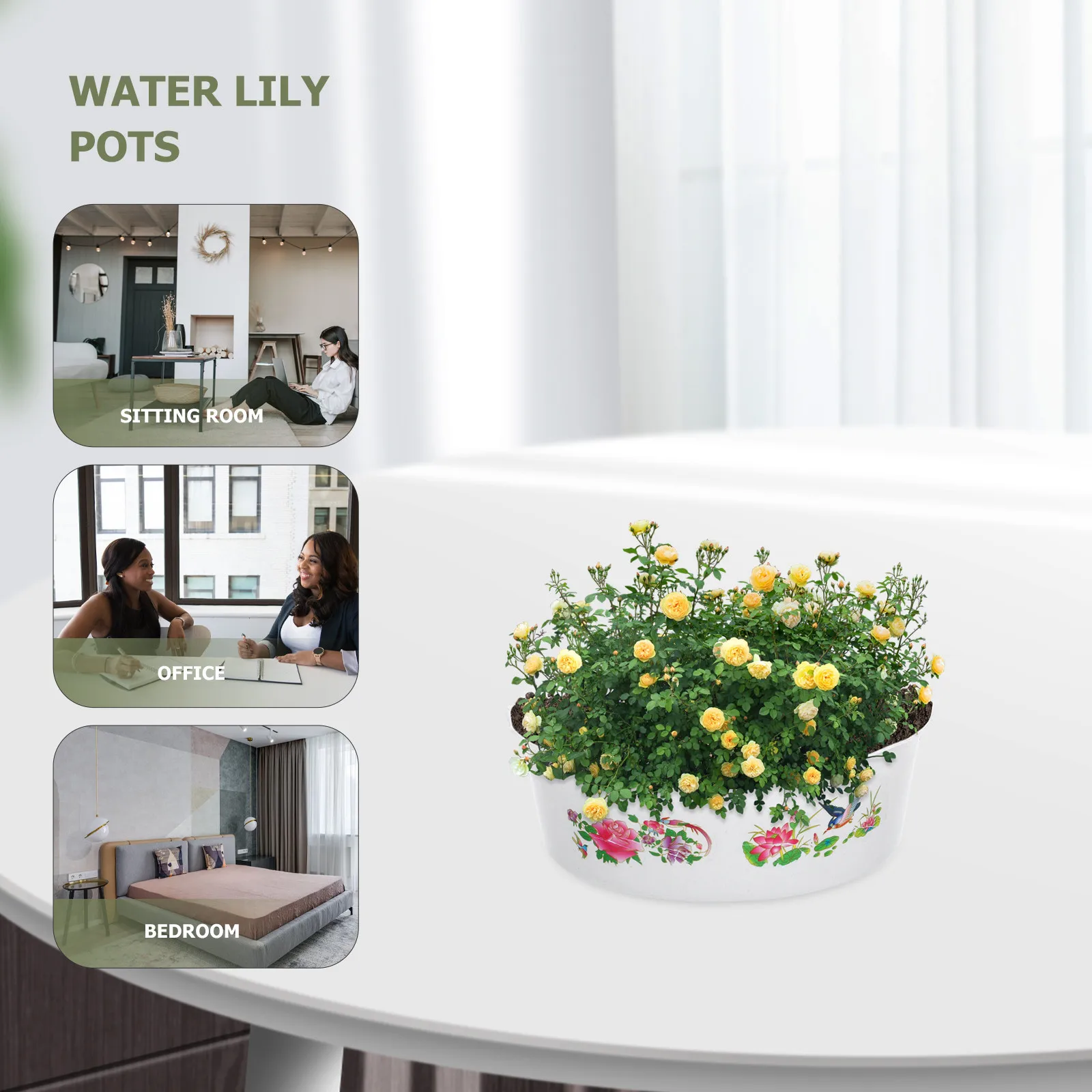 3pcs Pot Bowl Planter Large Deep Storage Plastic Flowerpot Basin Plastic Flowerpot Water Lily Daffodil Bowl Planter