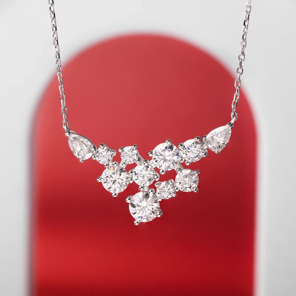 QIBAOKU GRA Moissanite Pendant Necklace S925 Silver Round/Pear Cut Lab Diamond NeckChain for Women Fine Jewelry Gift 2026