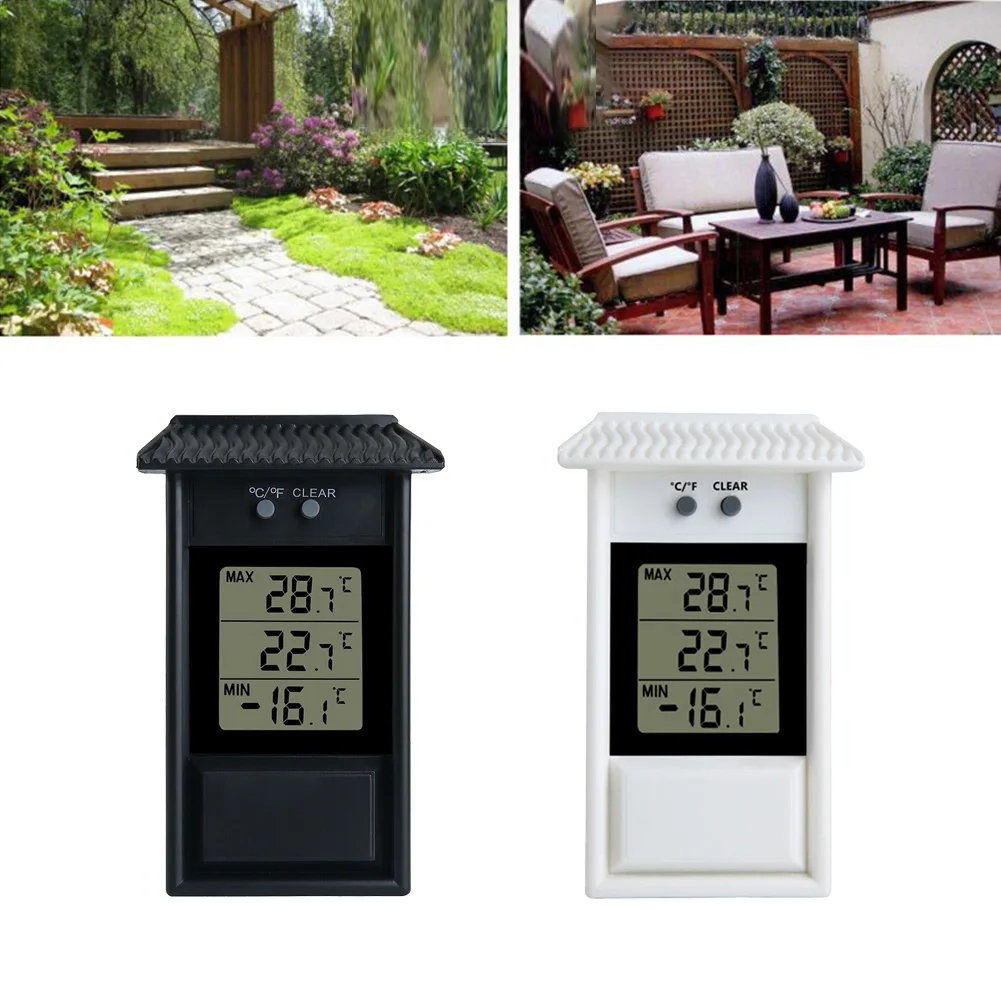 Multi Purpose Digital Display Max Min Greenhouse Garden Indoor Outdoor Wall Room Thermometer with Waterproof Roof Design