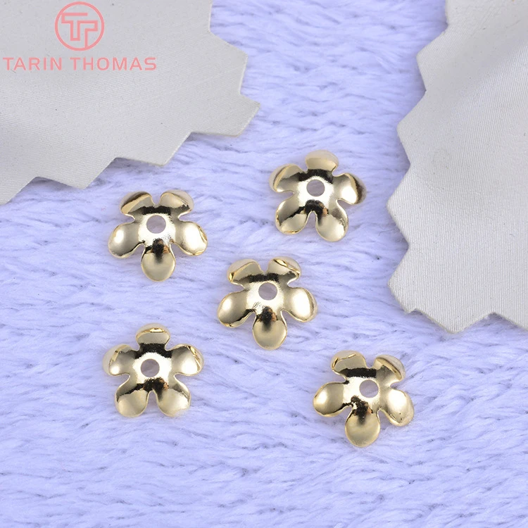 (3176)20PCS 8.5MM 24K Gold Color Brass Flower Beads Caps High Quality Diy Jewelry Findings Accessories wholesale