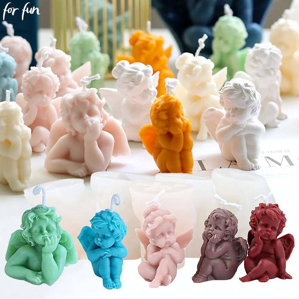 

For Fun Little Angel Silicone Candle Molds Winged Angel Ornament Cake Mold DIY Handmade Soap Gypsum Candle Making Resin Mould