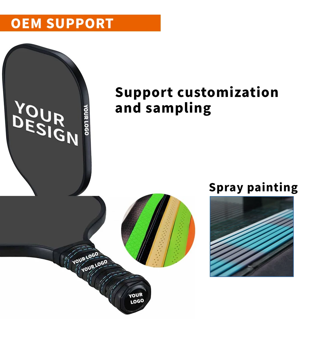 Hot Sale Customizable Carbon Fiber Pickleball Paddle Set Single New Product Anyball Graphite 14mm Featuring Hole for Customized