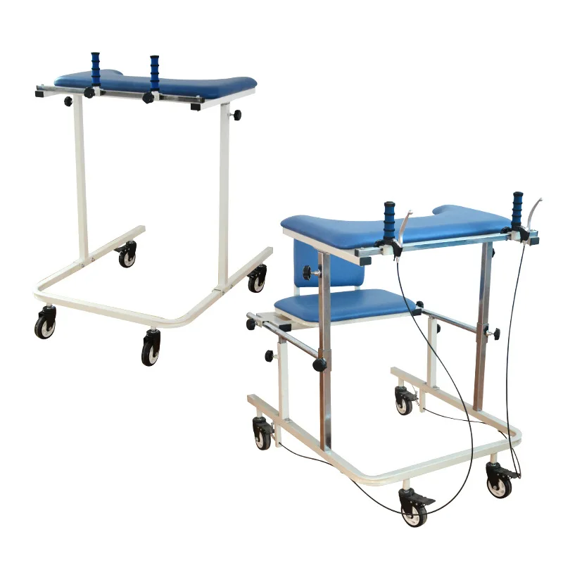 

Rehabilitation equipment assisted walking training device with brakes and seats