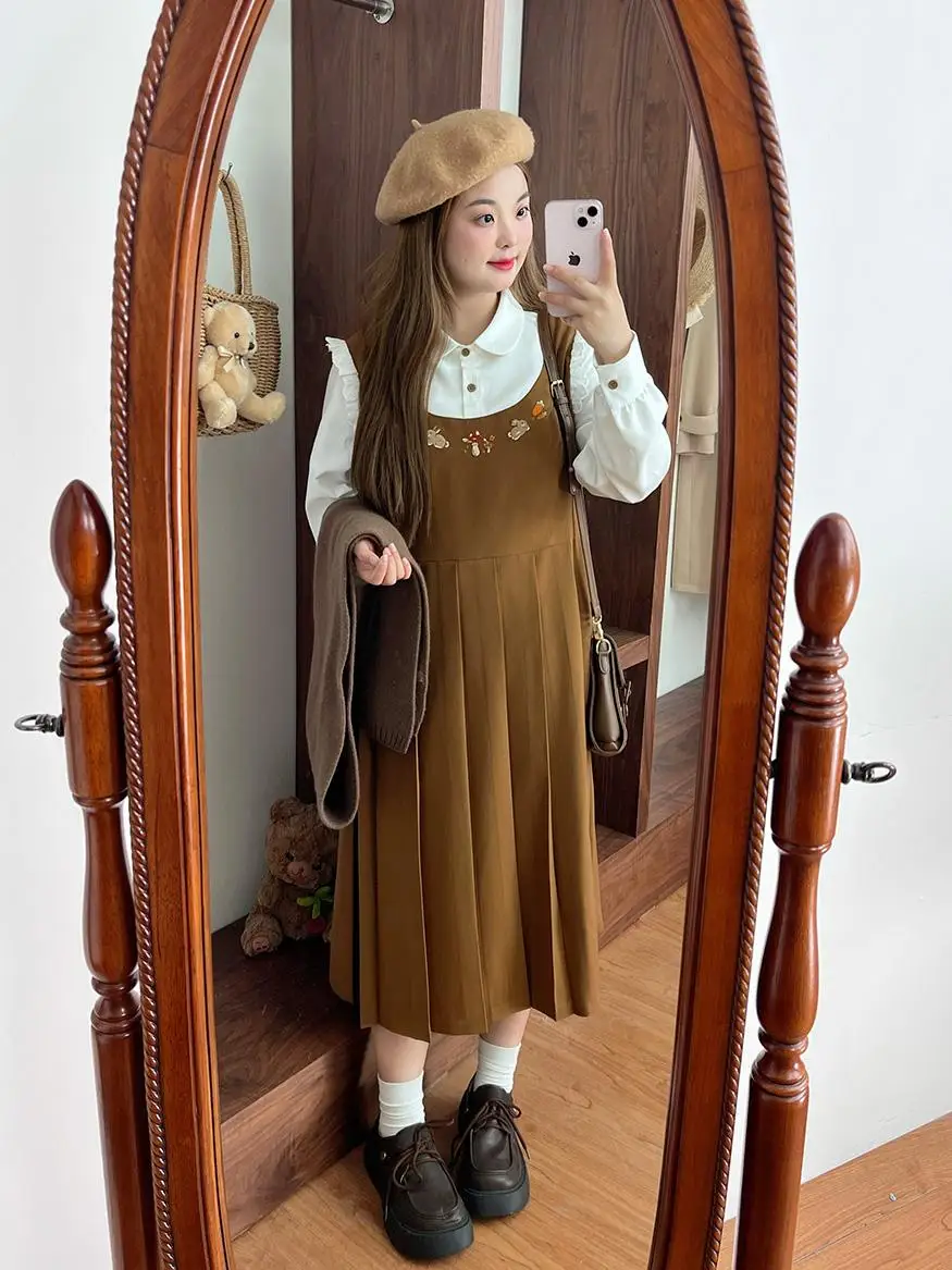 

LT STUDIO пряная полоска большого размера, осенний журнал, прецизионная вышивка, кружево, лоскутное утягивающее женское длинное юбка