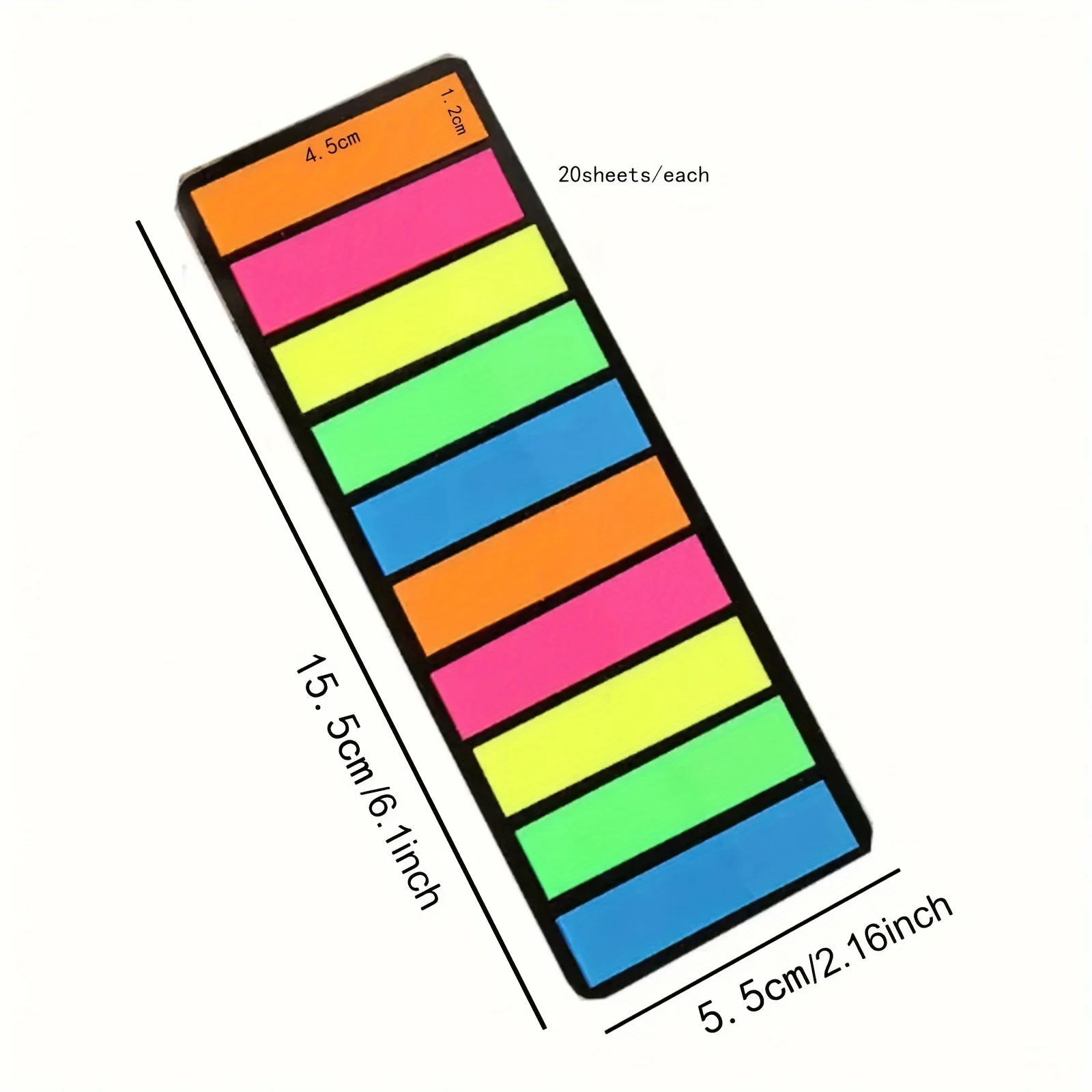 6 Packungen Neon-Pfeil- und Flachindex-Aufkleber, Selbstklebende Seitenmarkierungen, Fluoreszierende Haftnotizen, Beschreibbare Notizblöcke für Bücher, Büro – Detail 2