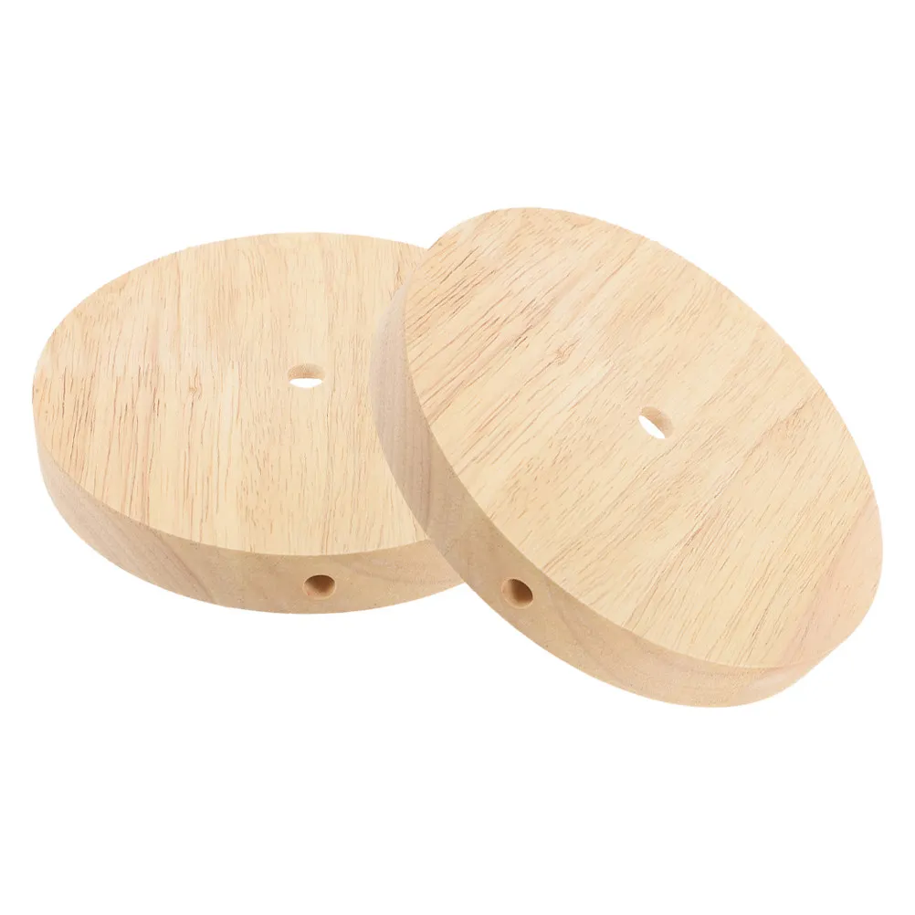 2Pcs Solid Wood Lamp Base Round Stable Design DIY Table Lamp Holder for Bedroom Study Home Decor Wooden LED Lighted Base