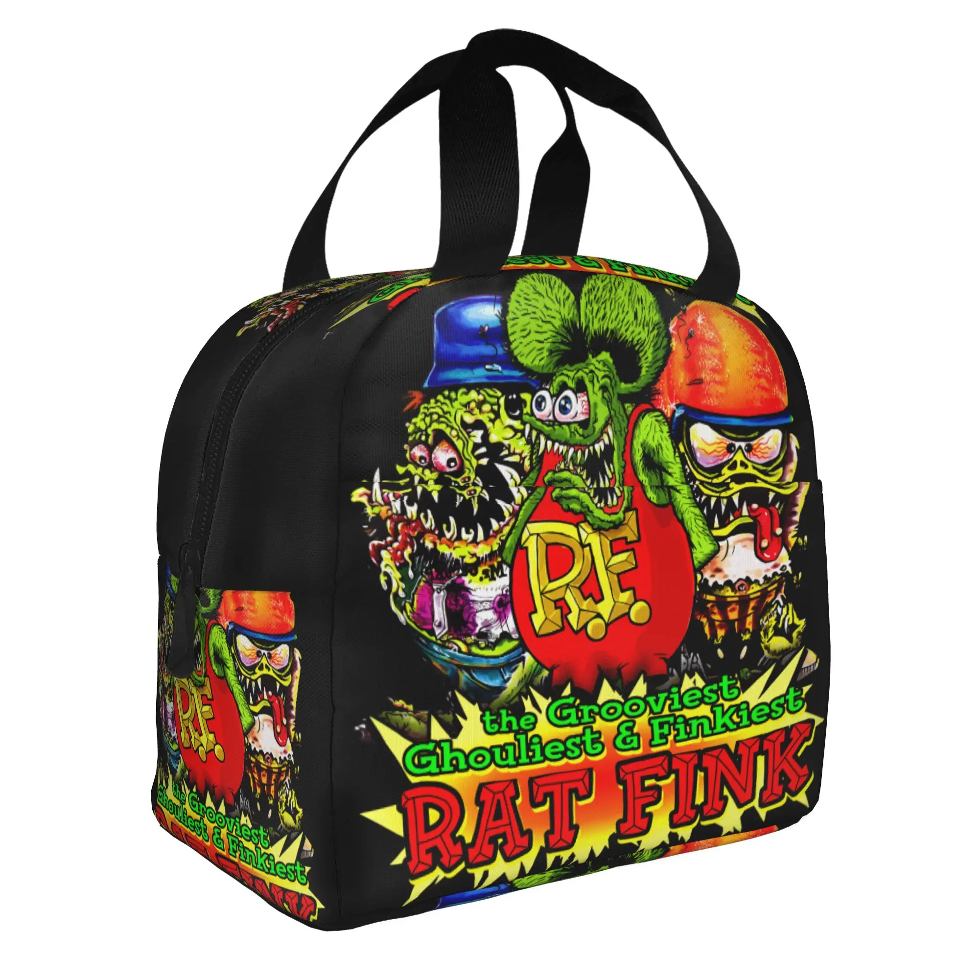 Anime Cartoon Rat Fink Insulated Lunch Bag for Women Leakproof  Thermal Cooler Lunch Box Office Work School