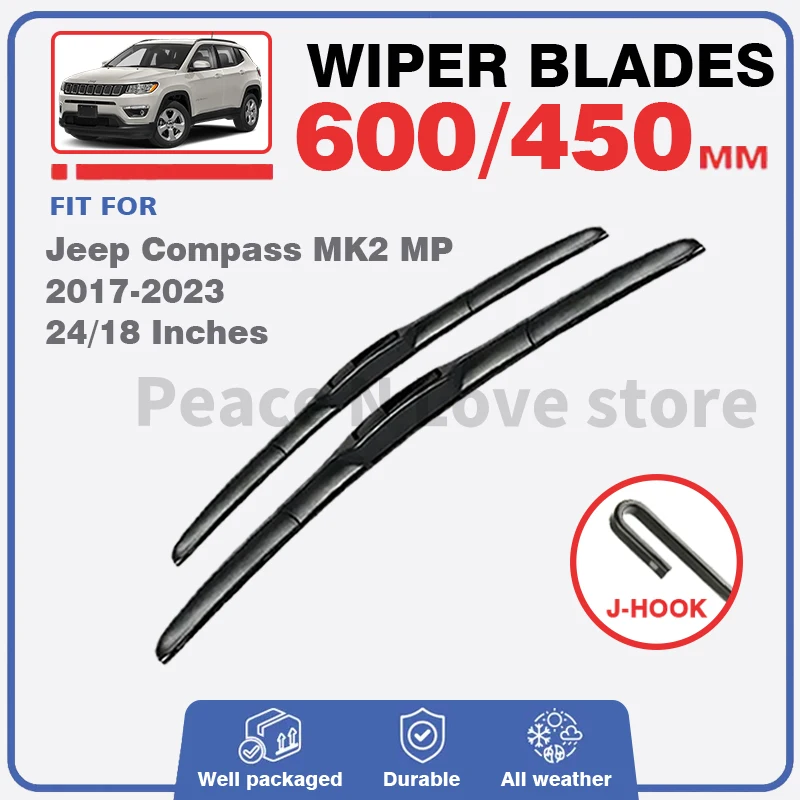 

Front Windscreen Wiper Blades For Jeep Compass MP 2017-2023 MK2 2nd Gen Brushes Car Accessories Cutter U Type J Hook 2021 Auto