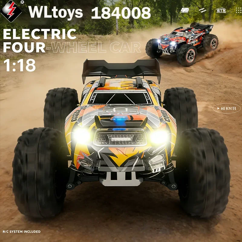 WLtoys 1/18 RC Car 184008 184008-B 2.4G High-Speed ​​4WD 60km/h Brushless Motor Remote Control Racing Car Toy For Kid And Adult
