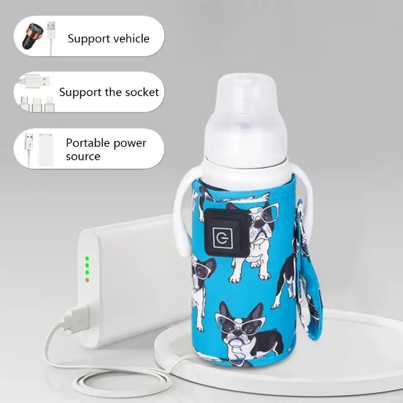 Babyflessenwarmer voor moedermelk, USB oplaadbaar om baby's te voeden tijdens nachtelijke reizen P31B