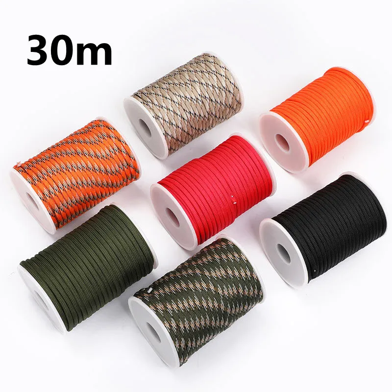 5/15/30m Meters Paracord for Survival Dia.4mm 7 Stand Cores Parachute Cord Lanyard Outdoor Tools Camping Rope Hiking Clothesline