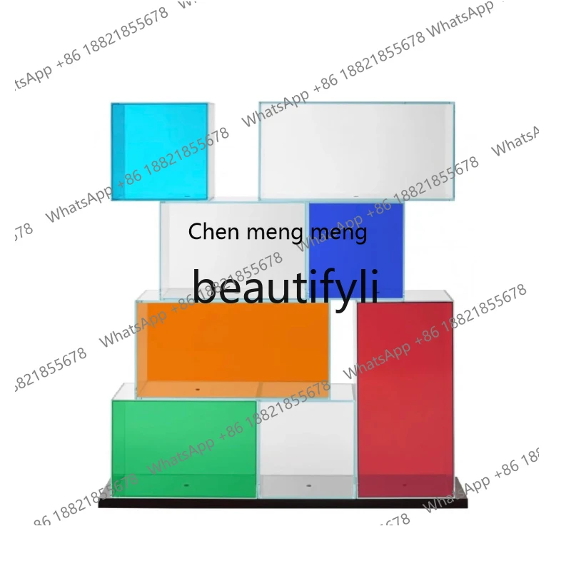 

Stained glass display cabinet display, transparent art designer living room storage Nordic minimalism H