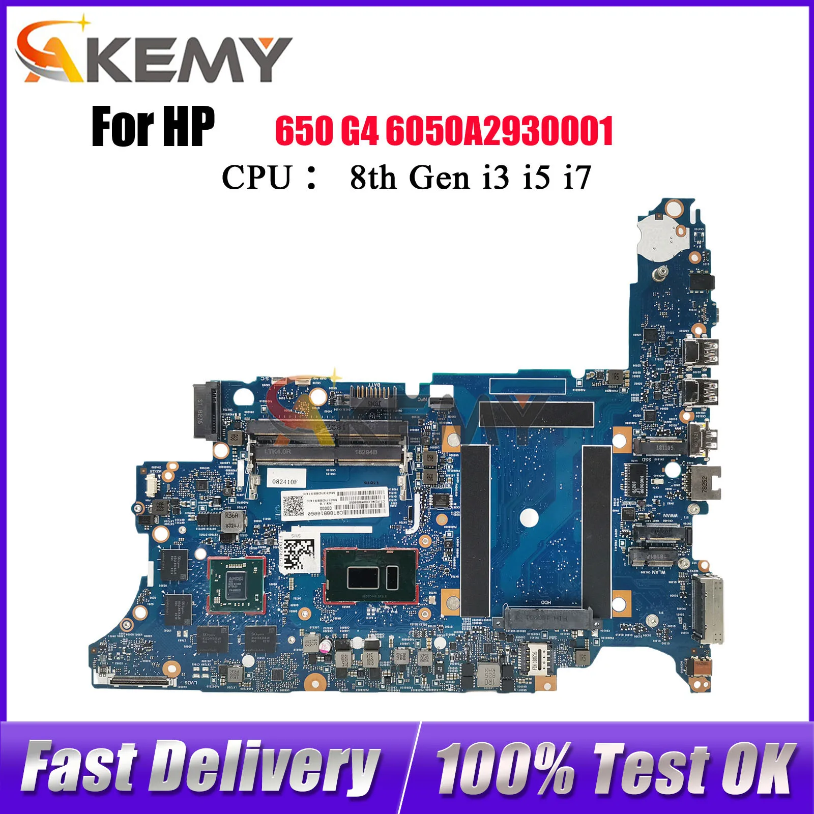 

6050A2930001 For HP ProBook 650 G4 Laptop Motherboard 216-0905018 L09606-601 With i5 i7 CPU DDR4 100% Fully Tested