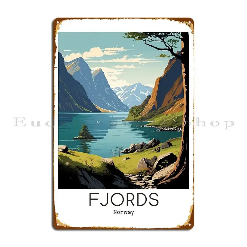 A Vintage Travel Illustration Of The Fjords Norway Metal Plaque Poster Printing Mural Garage Print Home Tin Sign Poster