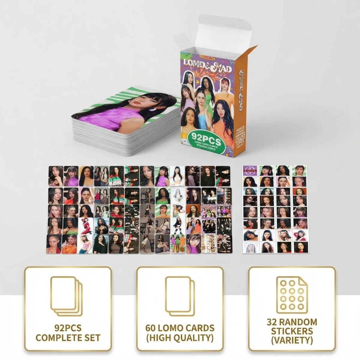 

Kpop 124 KATSEYE Holographic Card Set 2026 Season's Creetings MD MAD Album Themed 60Card+64Sticker Party Gift Giving Boys Girls