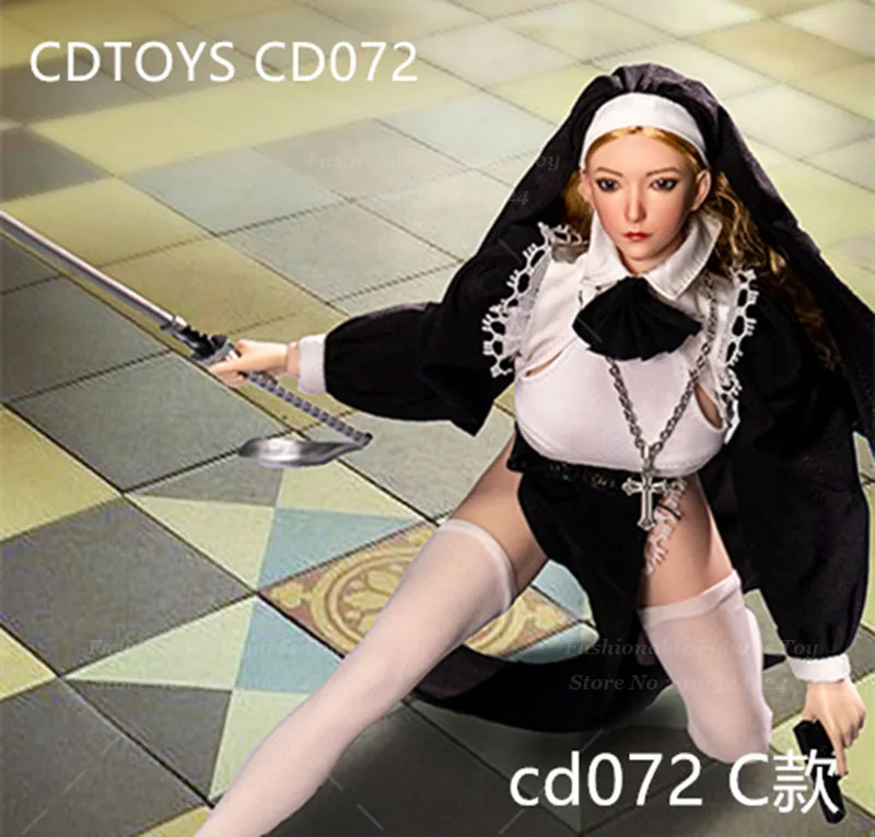 1/6 mujeres soldado clásico gótico convento monja vestido zapatos media uniforme conjunto de ropa apto para modelo de figura de acción de 12"