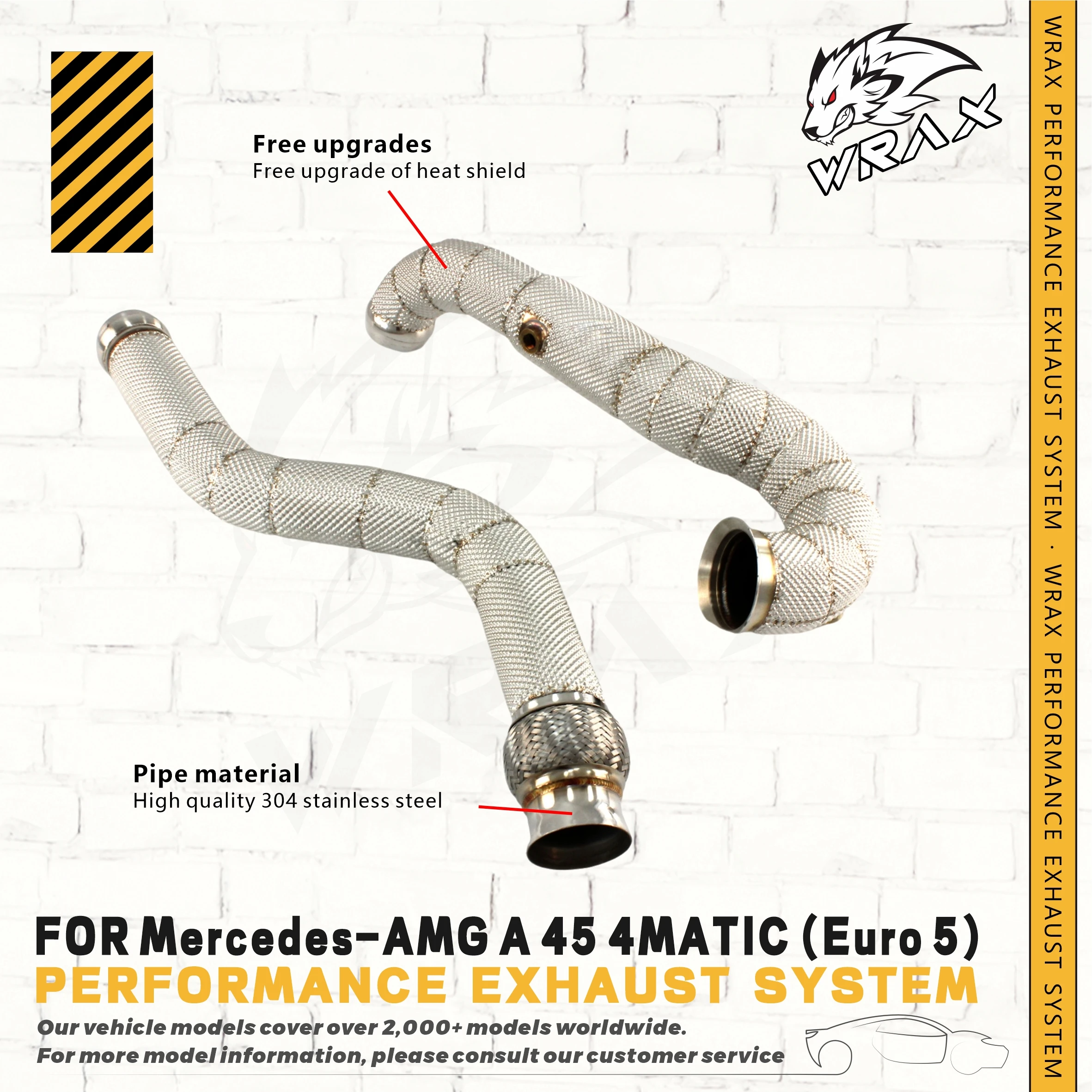 

Выхлопная труба WRAX Performance для Mercedes-AMG A 45, 4MATIC (евро 5), выхлопная труба из нержавеющей стали с теплозащитным экраном