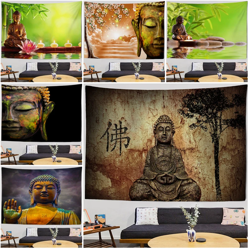 Buddha Tapestry Bohemian Decor Meditation Mandala Hippie Wall Hanging Background Cloth Room Decoration Aesthetics 