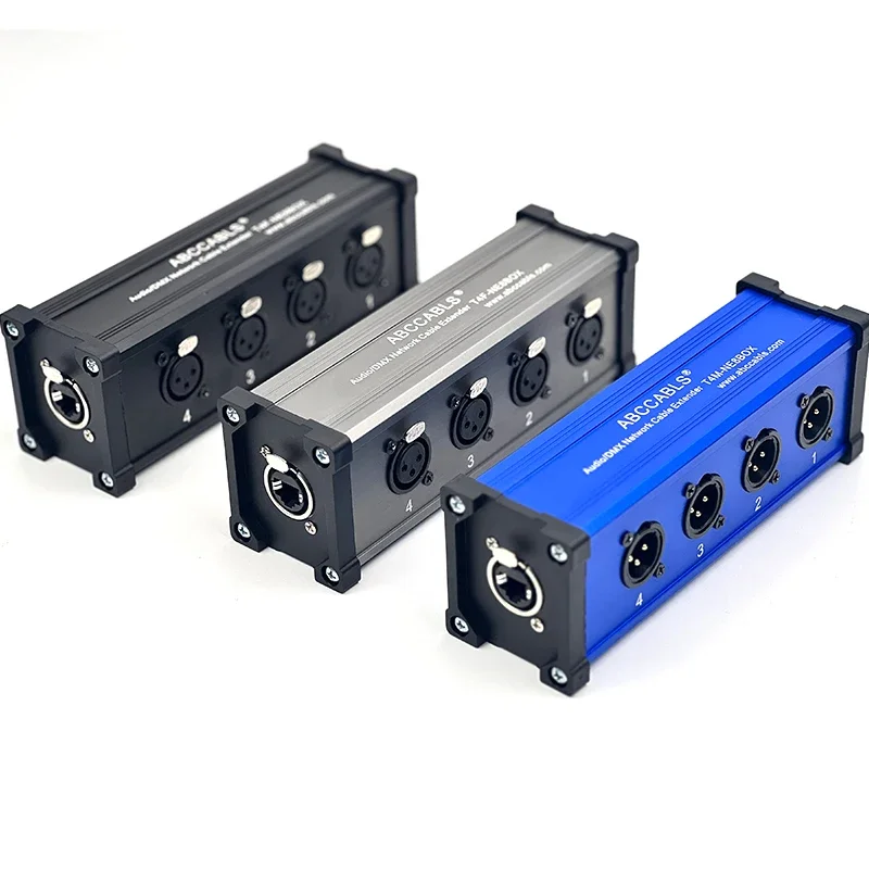 2026/EMO  New Aluminum Ethernet Converter DMX RJ45 CAT6 Female To 4 3 Pin XLR Male Connectors Cable Audio Adaptor Signal Extende