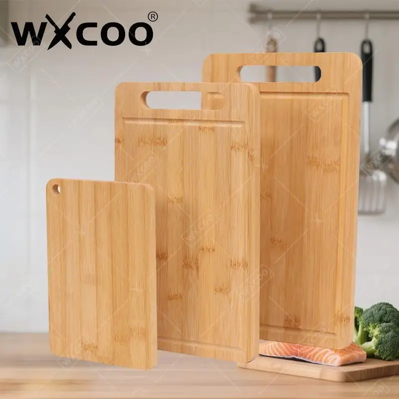 

WXCOO двусторонняя разделочная доска для кухни, сервировочная доска для мяса, овощей, фруктов, разделочная доска из натурального бамбука