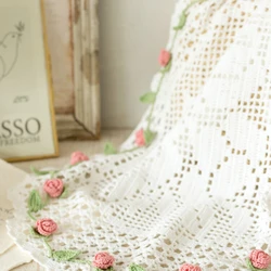 Susan's Family DIY Crochet Kit for Beginners Victorian Style Rose Lace Flower Mat Material Package Crochet Blanket Kit