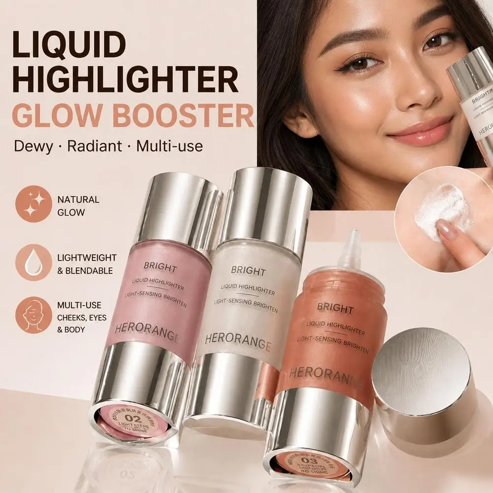 Light Sensitive Liquid Highlighter Micron Level Shimmer Refracting Fluid 3D Contour Illuminator Face Brightening Makeup Serum