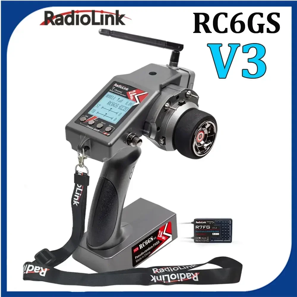 Trasmettitore radio Radiolink RC6GS V3 2.4G a 7 canali con ricevitore R7FG Telemetria giroscopica telecomando incluso per barca per auto RC