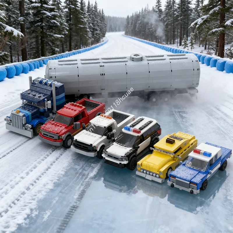 

2784 шт. MOC Service Vehicle Pack, 3 комплекта, модель шести город, игрушки, строительные блоки, рождественский подарок, архитектура, сборка, идея «сделай сам», день рождения