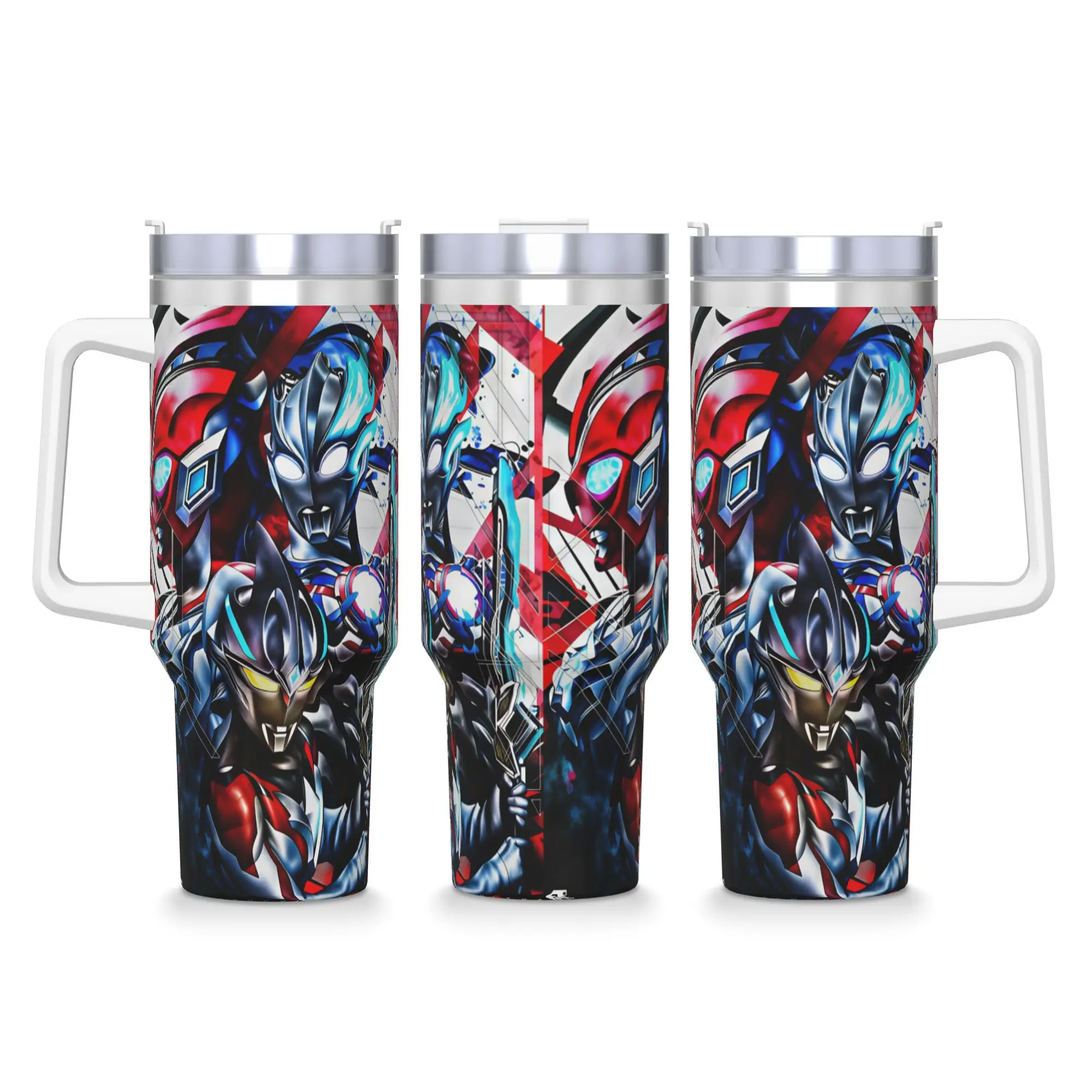 2026 New Ultraman Zero Stainless Steel Tumbler Thermal Mug With Straws and Lid Large Capacity Mugs Cup Drinks Water Bottle