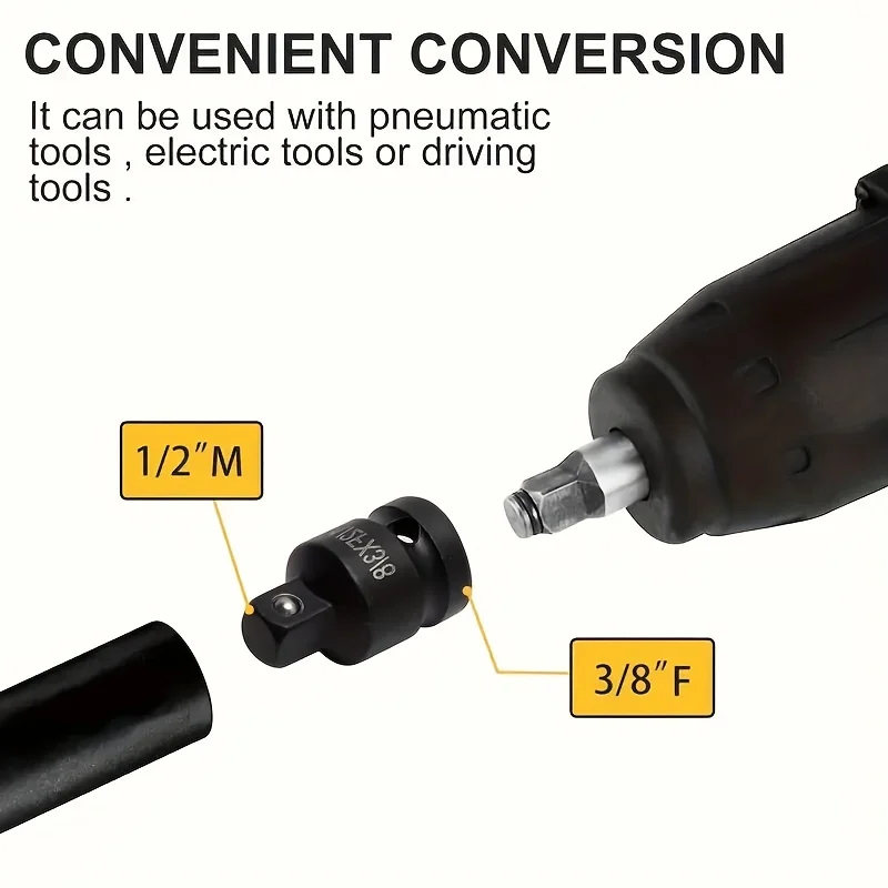 6Pcs Impact adapter and gear reducer sleeve set, multi-function size - with safety ball stop