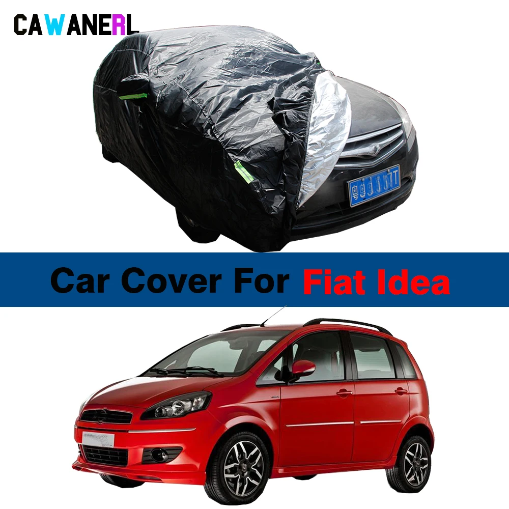 Black Car Cover Waterproof For Fiat Idea Outdoor Sun Shade Anti-UV Snow Rain Fog Resistant MPV Cover