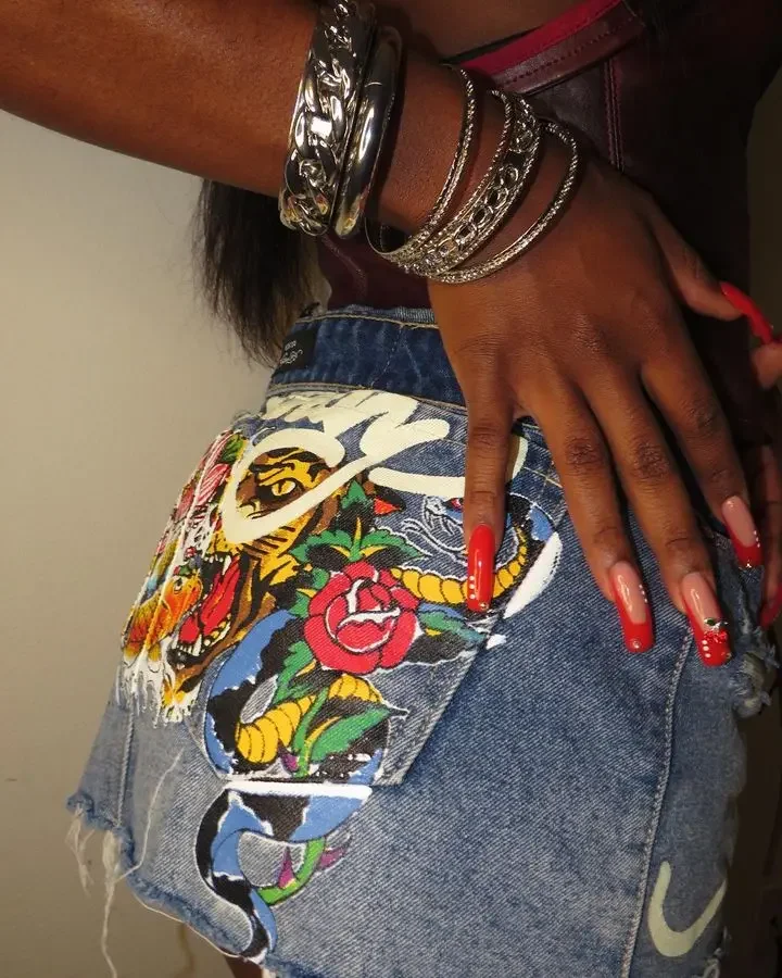 Женская джинсовая мини-юбка в стиле хип-хоп, с высокой талией