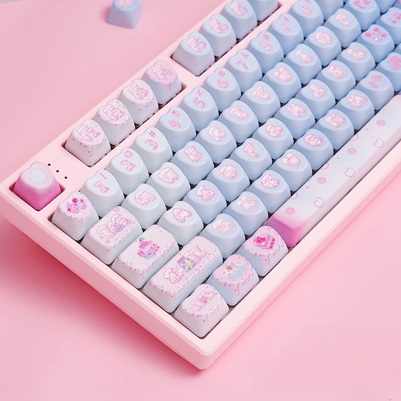 

Pink Ice Cream Heart Theme Keycaps 144key PBT Dye Sublimation Key Caps Mechanical Keyboard Accessories for OEM Profile Keycap