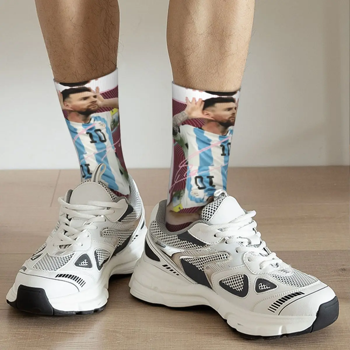 CELEBRATION Lionel And Andrﾩs And Messi And Argentina No.10 GOAT Caricature 10 Classic Knapsack Funny Elastic Socks