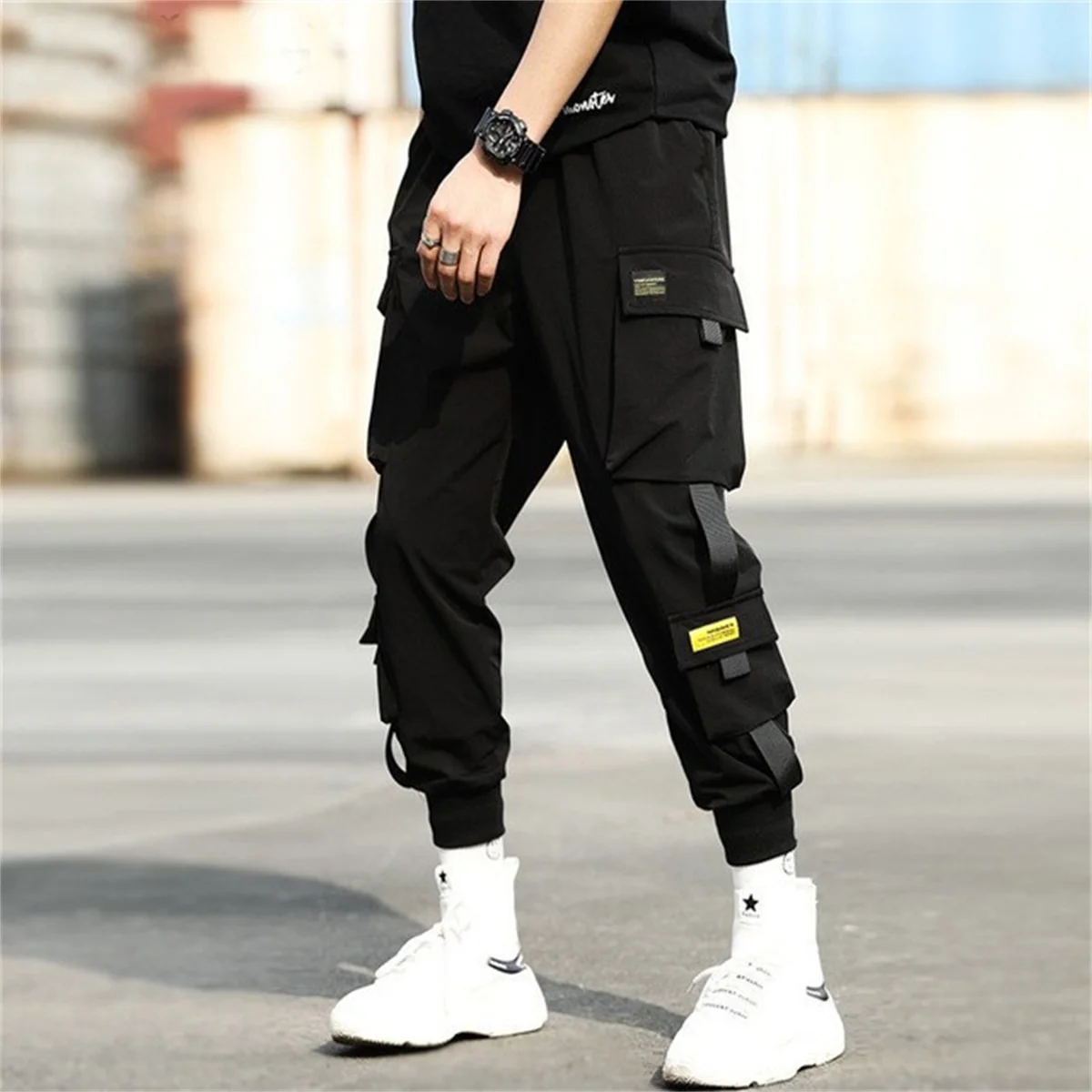 Fashion Multi Pocket Drawstring Cargo Pants Men\'s Casual Cargo Pants For Summer Autumn Outdoor Hip Hop Sweatpants Men Women