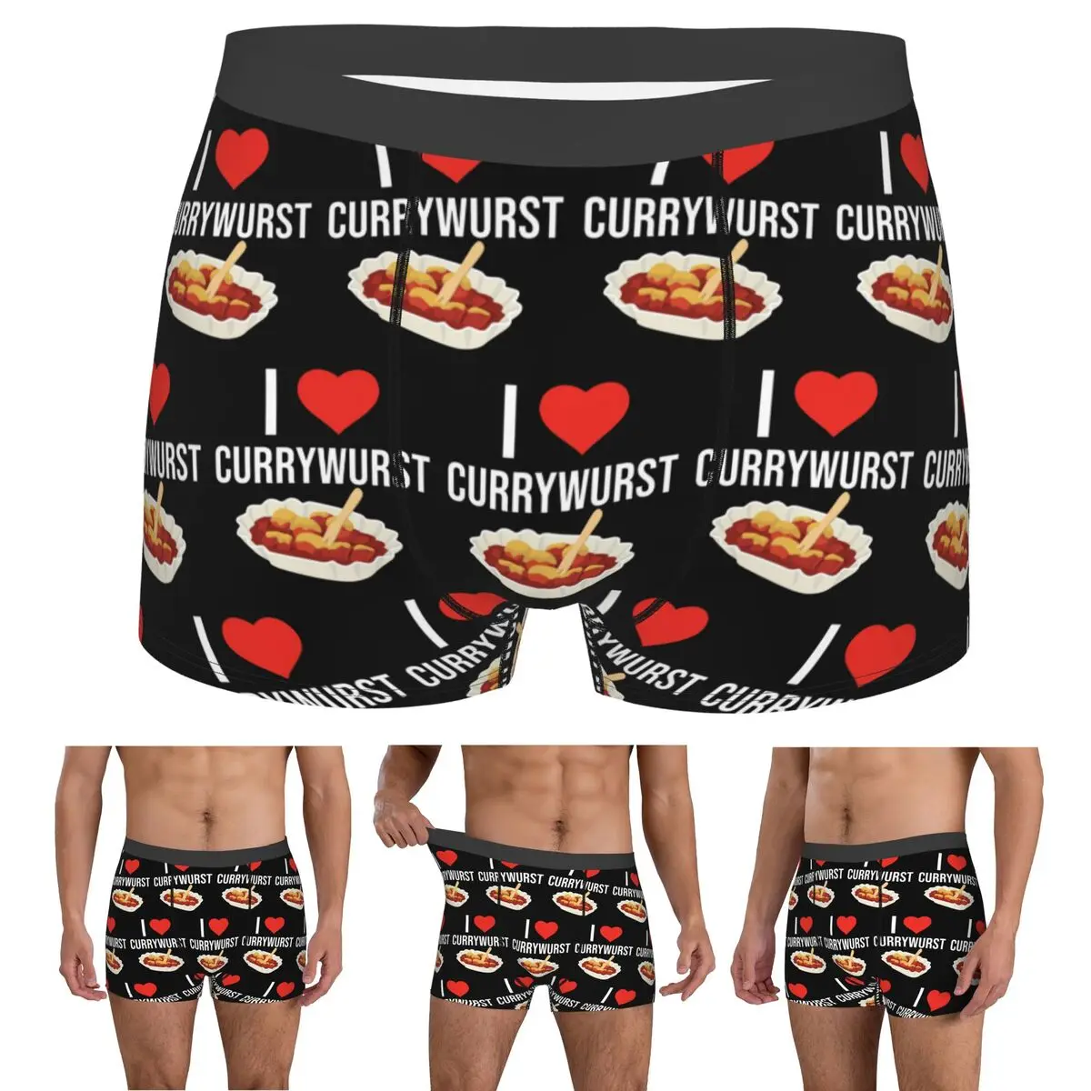 

Boxer Underpants Shorts I Love Currywurst Ruhrpott Panties Male Ventilate Underwear for Homme Man Boyfriend Gift