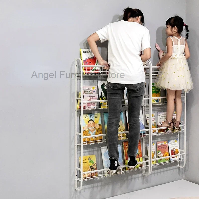 Children Wall Bookshelf Floating Home Baby Behind Door, Metal Picture Hanging Bookcase Shelf Etagere Livre Modular Furniture