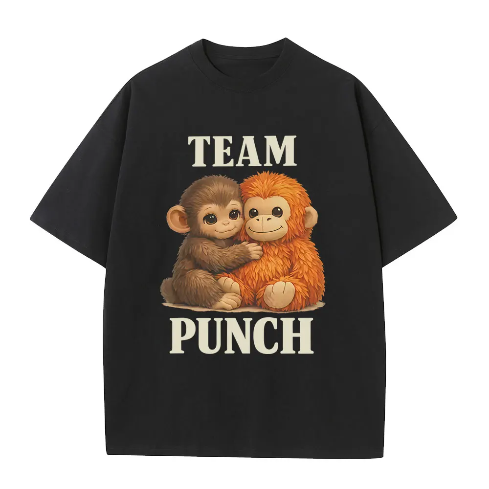 

Sad Monkey Team Punch Funny Meme with An Orange Toy T-shirt Men Women Casual Cotton Oversized Short Sleeve T Shirts Fans Gift