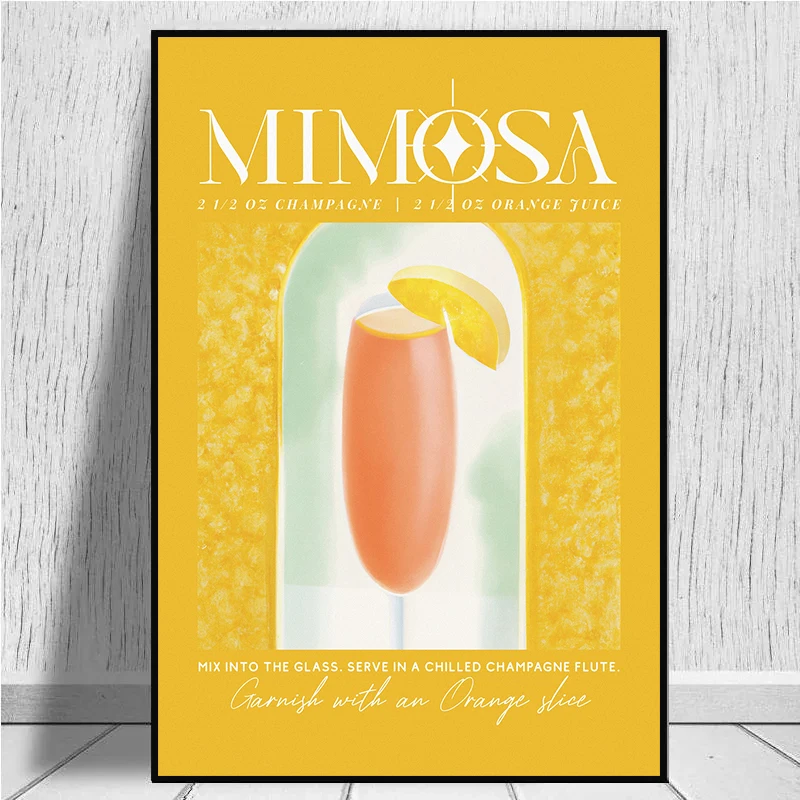 Retro Classic Cocktail Drinks Poster Beachy Alcoholic Mojito Tequila Canvas Painting Wall Art Beach Bar Kitchen Room Home Decor