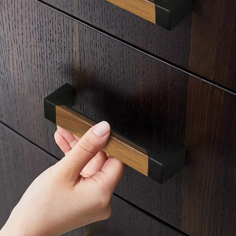 European Walnut Cabinet Door Handle Wardrobe Drawer Handle Single Hole Simple Universal Handle