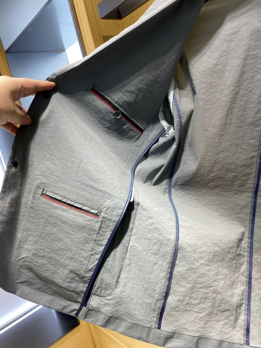 Pesado nuevo Primavera Verano hombres Casual viajero traje fino Jaet ligero Busin Casual Sle Stand Fit cuello plano