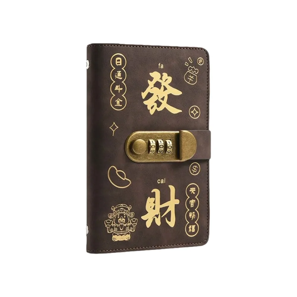 

Chinese New Year Money Savings Challenge Binder God of Wealth Style PU Leather Envelop Savings Challenges Book