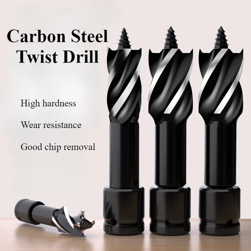 Multifunctional Carbon Steel Twist Drill Special for Electric Wrench High Hardness Four Slot Twist Drill Carpentry Drilling Tool