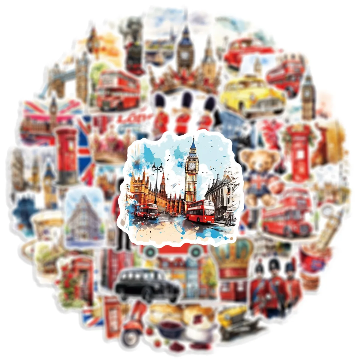 10/50 قطعة لندن المملكة المتحدة الكرتون ملصقات المائية نمط الكتابة على الجدران السفر الديكور DIY بها بنفسك اللعب المحمول الغيتار الدراجة سكيت الشارات